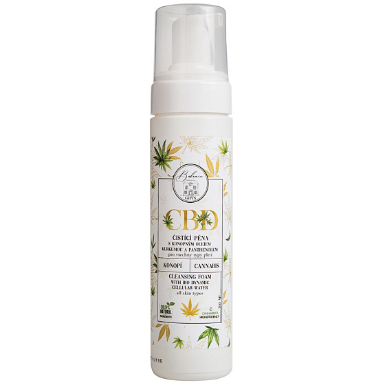Bohemia Gifts CBD čistiaca pena s konopným olejom, kurkumou a panthenolom pre všetky typy pleti 200 ml