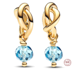 Charm Striebro 925 Prepletený fazetovaný kruh večnosti modrý svetlý, prívesok na náramok symbol marec