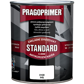Pragoprimer Standard S2000 základná farba na kov, 0100 biela, 600 ml