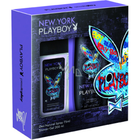 Playboy New York parfumovaný deodorant sklo pre mužov 75 ml + sprchový gél 200 ml, kozmetická sada