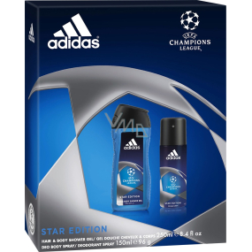 Adidas Champions League Star Edition dezodorant sprej 150 ml + sprchový gél 250 ml, pre mužov kozmetická sada