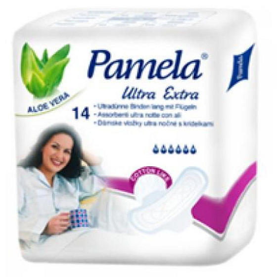 Pamela Ultra Extra Cotton Like hygienické vložky s krídelkami 14 kusov