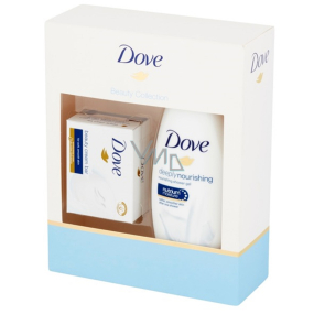 Dove Nourishing Deeply vyživujúce krémový sprchový gél 250 ml + toaletné mydlo 100 g, kozmetická sada