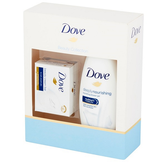 Dove Nourishing Deeply vyživujúce krémový sprchový gél 250 ml + toaletné mydlo 100 g, kozmetická sada