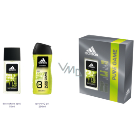 Adidas Pure Game parfumovaný deodorant sklo pre mužov 75 ml + sprchový gél 250 ml, kozmetická sada