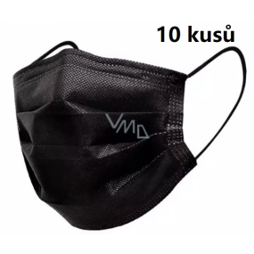 Rúška 4 vrstvová ochranná zdravotné netkaná jednorazová, nízky dýchací odpor 10 kusov čierna
