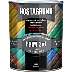 Hostagrund Prim 3v1 S2177 základná i vrchná farba na kov, 0199 čierna, 600 ml