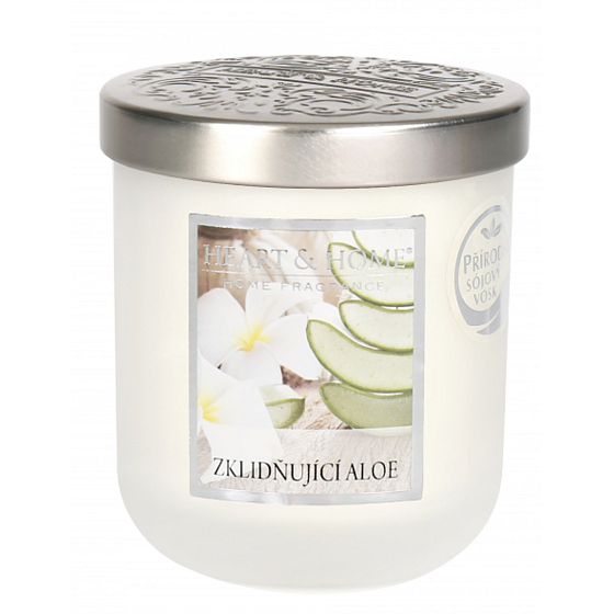 Heart & Home Upokojujúci aloe Sójová vonná sviečka strednej horí až 30 hodín 110 g