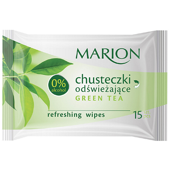 Marion Refreshing Green Tea osviežujúce vlhčené obrúsky 15 kusov