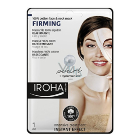 Iroha Firming Spevňujúce bavlnená maska na tvár a krk s perlovým a hyaluronovým sérom 23 ml