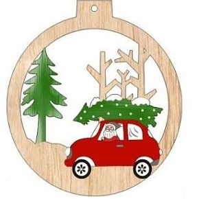 Albi Drevená vyrezávaná vianočná ozdoba Auto 9,5 x 8,5 cm