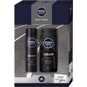 Nivea Men Deep Fresh antiperspirant dezodorant sprej 150 ml + sprchový gél 250 ml, kozmetická sada pre mužov