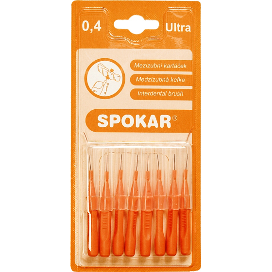 Spokar Ultra veľkosť 0,4 mm medzizubné kefky, držadlo, sada 8 kusov,