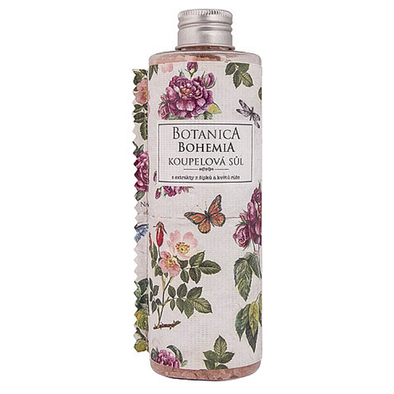 Bohemia Gifts Botanica Šípka a ruža soľ do kúpeľa 300 g