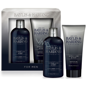 Baylis & Harding Men Limetka a Mäta 2v1 šampón a sprchový gél 300 ml + sprchový gél 200 ml, kozmetická sada pre mužov