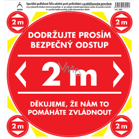 Arch Bezpečnostné a informačné piktogramy Polep na podlahu Bezpečný odstup 2 m, červený 21 x 23 cm