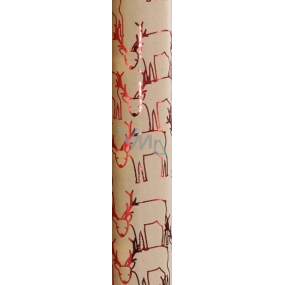 Zowie Darčekový baliaci papier 70 x 150 cm Vianočný Shining Moments prírodné s červenými soby obrazce