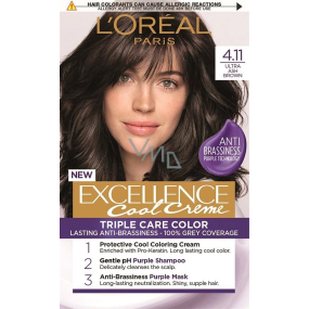 Loreal Paris Excellence Cool Creme farba na vlasy 4.11 Ultra popolavá hnedá