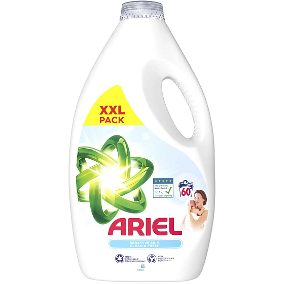 Ariel Sensitive Skin tekutý prací gél na jemné a detské oblečenie 60 dávok 3 l