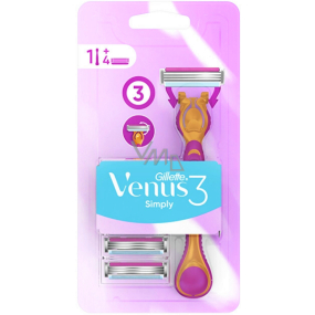Gillette Venus Simply 3 holiaci strojček so zvlhčujúcim pásikom + 4 náhradné hlavice pre ženy