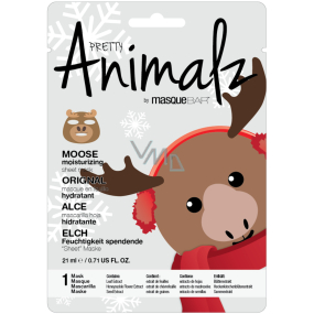 MasqueBar Pretty Animalz Christmas Moose Textilná hydratačná pleťová maska 21 ml