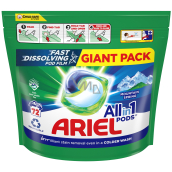 Ariel All in 1 Pods Gélové kapsuly Mountain Spring na pranie bielej a svetlej bielizne 72 kusov