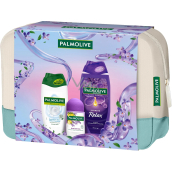 Palmolive Relaxing Massage Aroma Essence Ultimate Relax sprchový gél 250 ml + Anti-Stress antiperspirant roll-on 50 ml + Naturals Sensitive Skin Milk Proteins sprchový krém 250 ml + kozmetická taška, kozmetická sada pre ženy