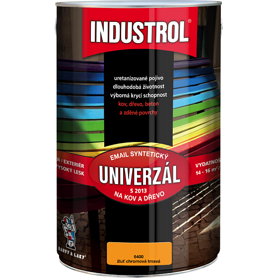 Industrol S2013 univerzál lesk vrchná farba na kov a drevo, 6400 žltá chromová tmavá, 4 l