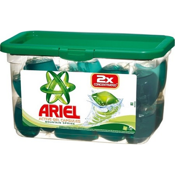 Ariel Active Mountain Spring gélové vankúšiky na svetlé prádlo 38 kusov x 35 ml