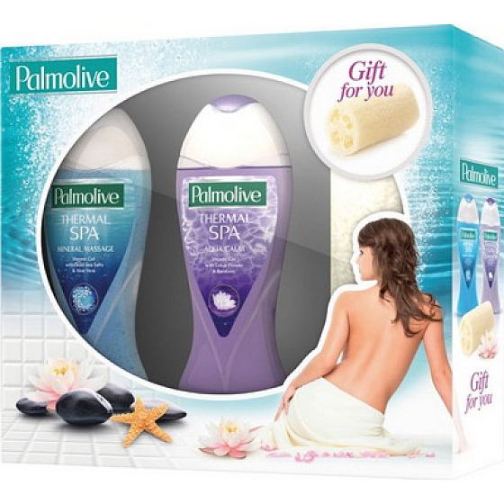 Palmolive Kúpeľný zážitok sprchový gél 250 ml + sprchový gél 250 ml + špongia, kozmetická sada