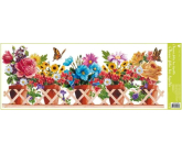 Okenné fólie bez lepidla pruh truhlíkové kvety větináče 60 x 22,5 cm