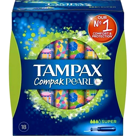 Tampax Compak Pearl Super dámske tampóny s aplikátorom 18 kusov