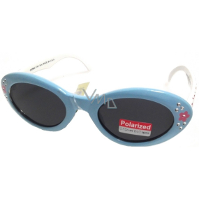 Dudes & dudettes Slnečné okuliare pre deti svetlo modrá, biele stranice s kvietkami JKP085