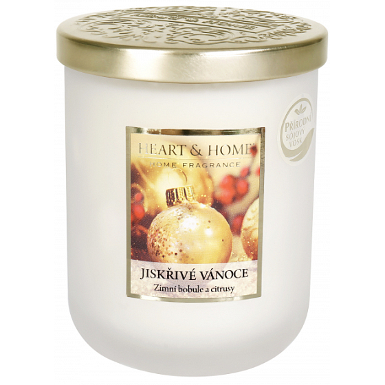 Heart & Home Iskrivé Vianoce Sójová vonná sviečka veľká horí až 70 hodín 340 g
