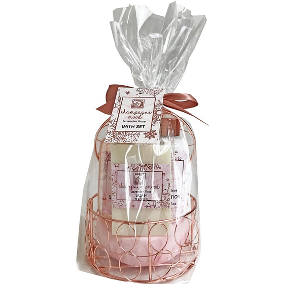Salsa Collection Champagne Mood telové mlieko 50 ml + sprchový gél 100 ml + mydlo 30 g, kozmetická sada v drôtené dóze