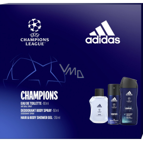 Adidas UEFA Champions League Edition VIII toaletná voda 100 ml + dezodorant v spreji 150 ml + sprchový gél 250 ml, darčeková sada pre mužov