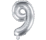 Ditipo Nafukovací fóliový balónik číslo 9 strieborný 35 cm 1 kus