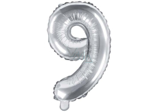 Ditipo Nafukovací fóliový balónik číslo 9 strieborný 35 cm 1 kus