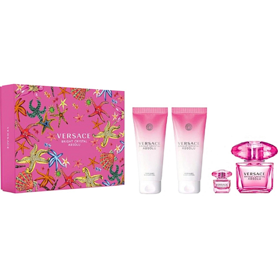 Versace Bright Crystal Absolu parfumovaná voda 90 ml + telové mlieko 100 ml + sprchový gél 100 ml + parfumovaná voda 5 ml, darčeková sada pre ženy
