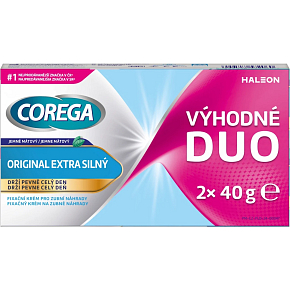 Corega Original fixačný krém na umelé zuby extra silný 2 x 40 g