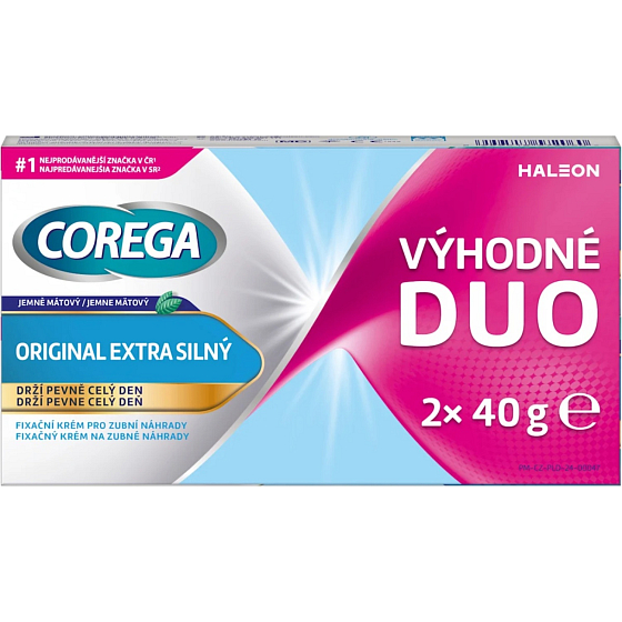 Corega Original fixačný krém na umelé zuby extra silný 2 x 40 g