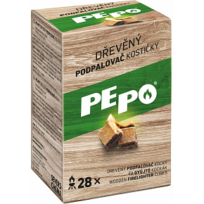 PE-PO Drevený podpaľovač kociek 28 ks