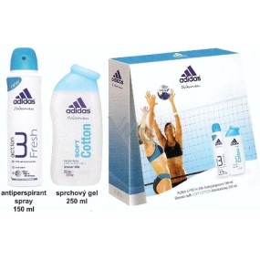 Adidas Action 3 Fresh antiperspirant dezodorant sprej 150 ml + Soft Cotton sprchový gél 250 ml darčeková sada pre ženy