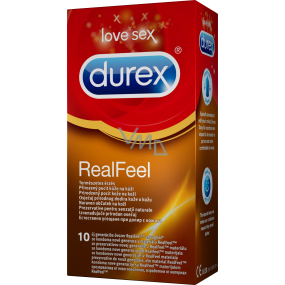 Durex Real Feel kondóm pre prirodzený pocit koža na kožu nominálna šírka: 56 mm nelatexové aj pre alergikov 10 kusov