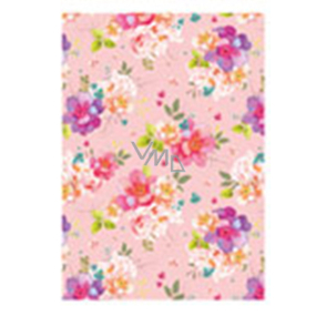 Ditipo Darčekový baliaci papier 70 x 200 cm Ružový s kvetmi