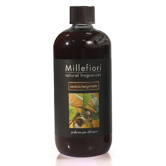 Millefiori Milano Natural Sandalo Bergamotto - Santalové drevo a Bergamot Náplň difuzéra pre vonná steblá 500 ml