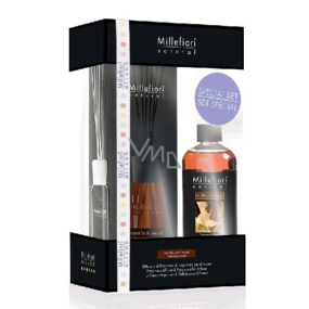 Millefiori Milano Natural Vanilla & Wood - Vanilka a Drevo Difuzér 100 ml + Náplň difuzéra pre vonná steblá 250 ml, darčeková sada