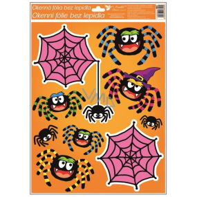 Okenné fólie bez lepidla s glitrami Halloween pavučina 42 x 30 cm