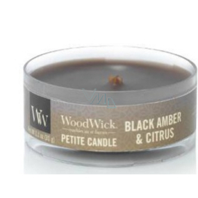 Woodwick Black Amber & Citrus - Čierna ambra a citrusy vonná sviečka s dreveným knôtom petite 31 g