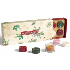 Yankee Candle Magical Christmas Morning Čajová sviečka 10 x 9,8 g + svietnik 1 kus, vianočné darčeková sada